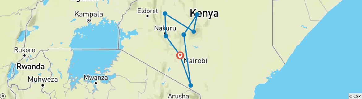 Map of 14- Days Kenya Adventure Safari