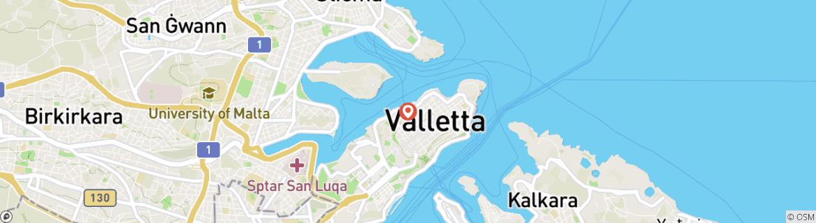 Carte du circuit 5 jours Malte-Valette ,Grotte bleue