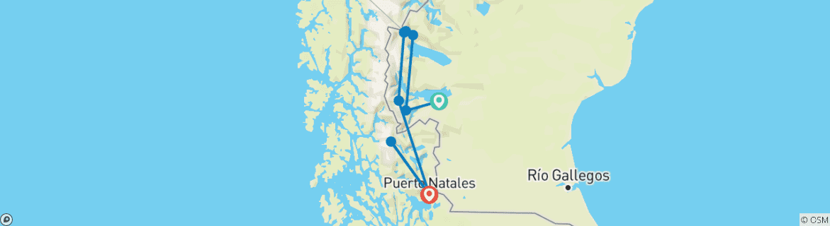 Map of 13 DAYS VOYAGE TO THE HEART OF LA PATAGONIA