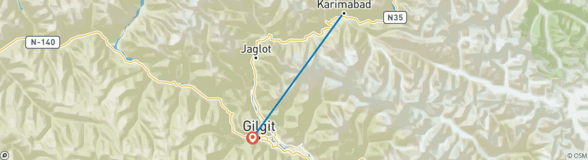 Image d'une carte montrant l'itinéraire du circuit