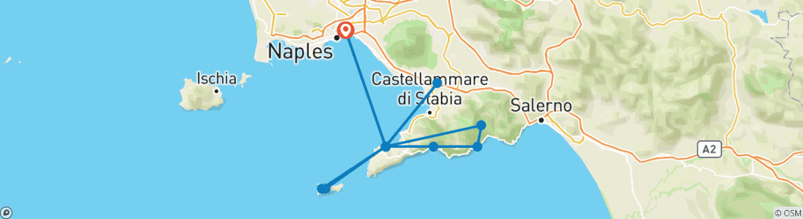 Foto van een kaart met de route van de rondreis