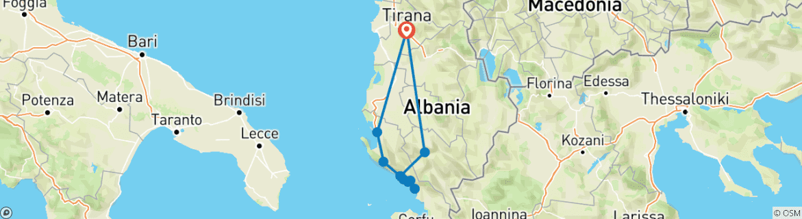 Map of Walking Albania's Coastal Trails