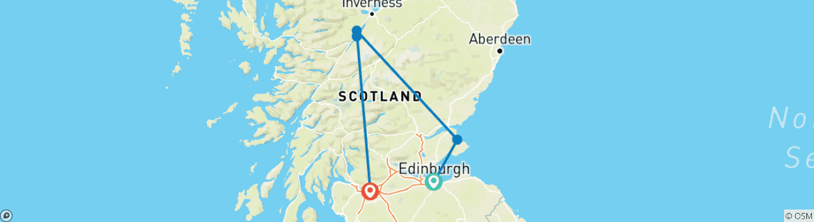 Carte du circuit L'Écosse en une semaine (27-35 ans, 6 jours)