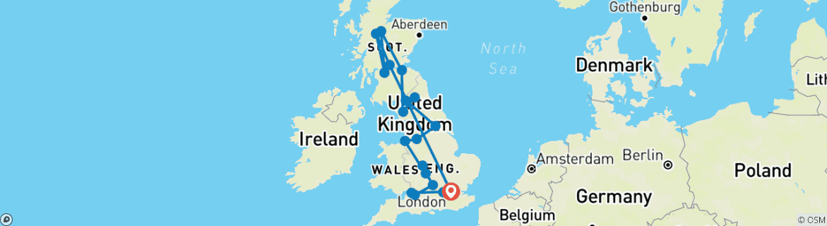 Image d'une carte montrant l'itinéraire du circuit