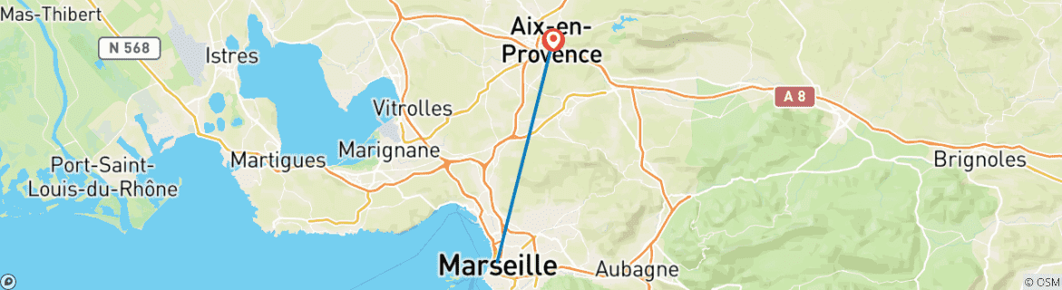 Foto van een kaart met de route van de rondreis