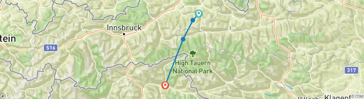 Map of Crossing the Alps from Kitzbühel to South Tyrol - 7 days