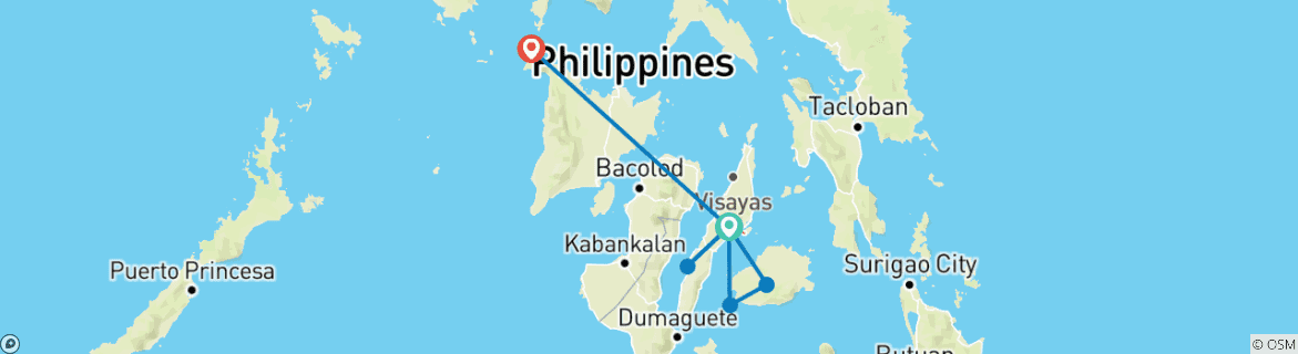 Map of Philippines Island Hopping East (10 Days)