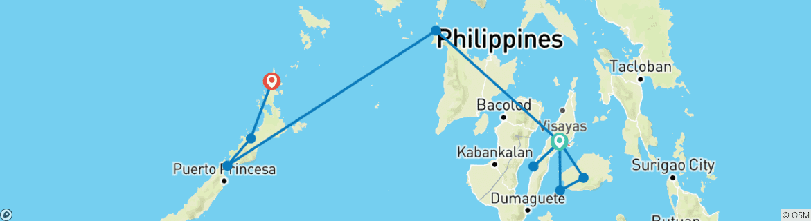 Map of Ultimate Philippines Island Hopping (Without Expedition, 18 Days)