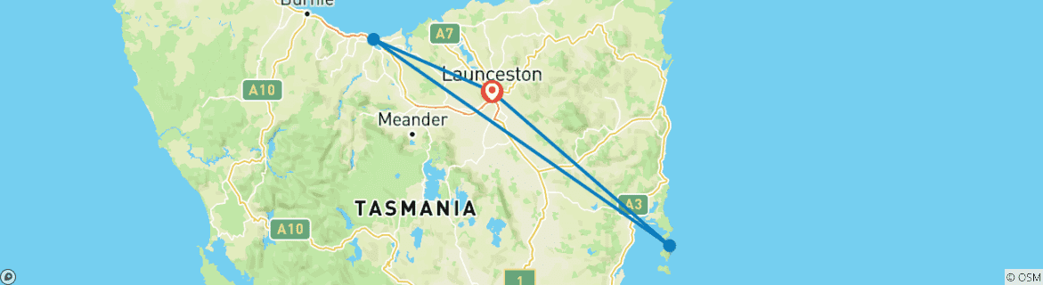 Kaart van Tasmanië & Flinders Island proeven (7 dagen)