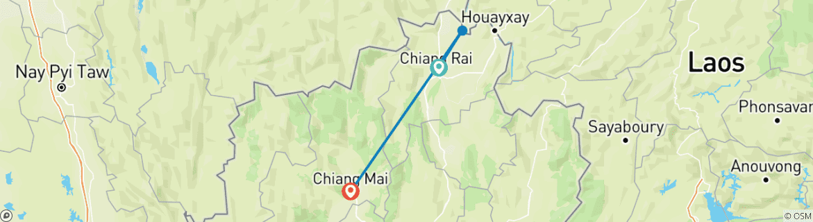 Map of Discovery Thailand- Chiang Rai- Chiang Mai 8 Days 7 Nights