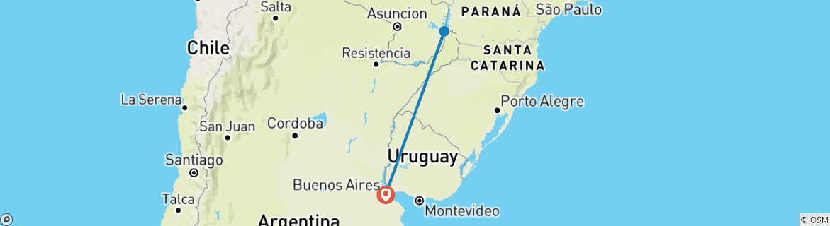 Map of 9 Days of Buenos Aires & Iguazu Falls: Gaucho Tales & Cascading Adventures