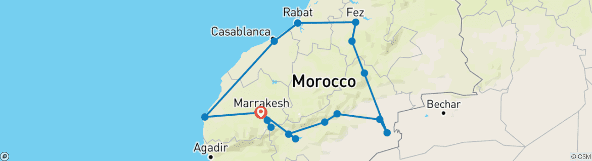 Image d'une carte montrant l'itinéraire du circuit