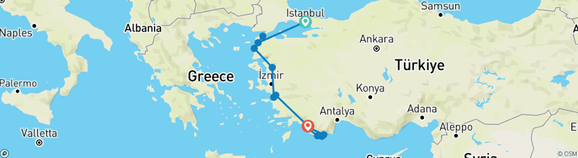 Image d'une carte montrant l'itinéraire du circuit