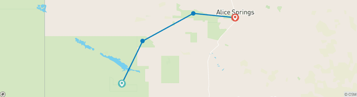 Karte von Red Centre Explorer: 3-tägiges Abenteuer von Yulara nach Alice Springs
