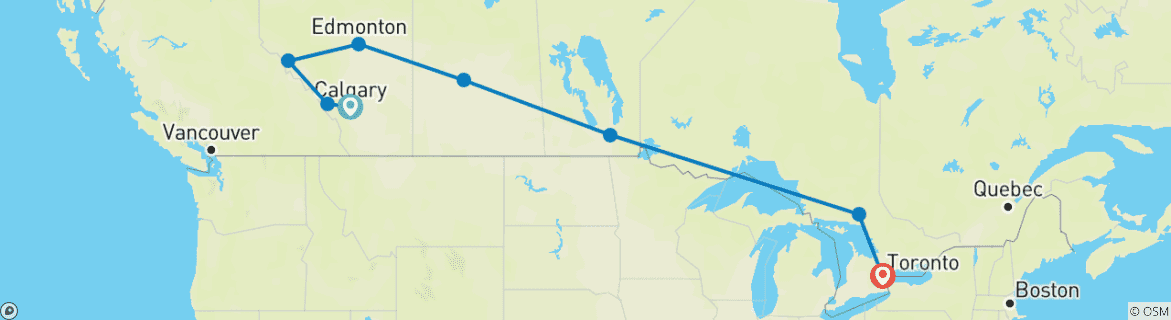 Map of Iconic Canada: Rockies, Rails, and City Lights