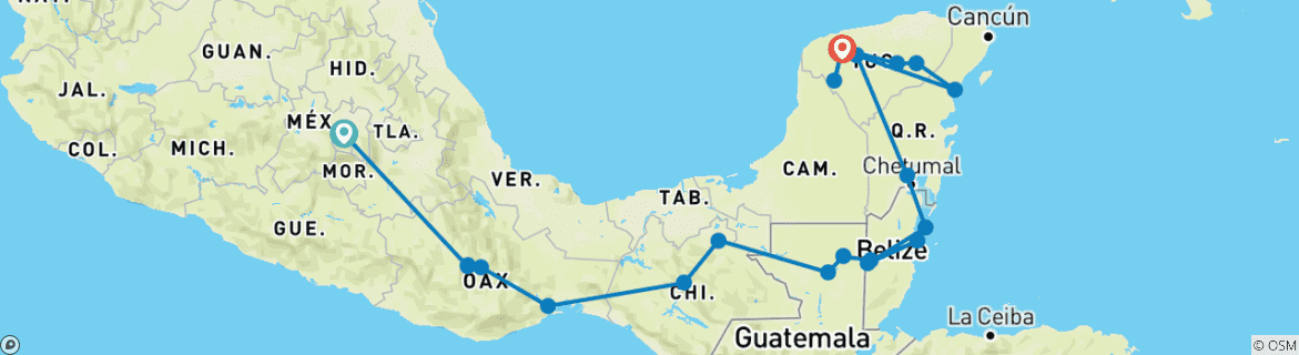 Map of Contrasts of Mexico + Yucatan Peninsula Extension (New)