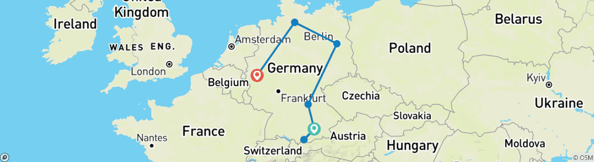 Map of Germany Discovery by Train