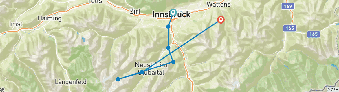 Map of From Innsbruck to the Stubai Glacier Individual 6 Days