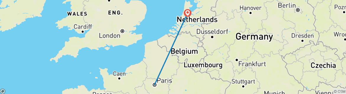 Map of Paris and Amsterdam in a Week