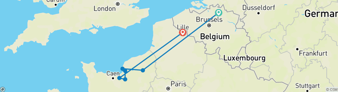 Map of Camembert and Calvados in the NorthWest of France