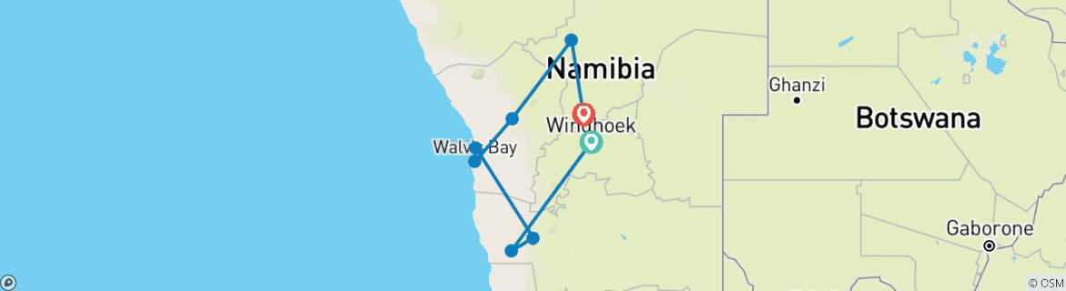 Map of Namibia - Wilderness and Vastness