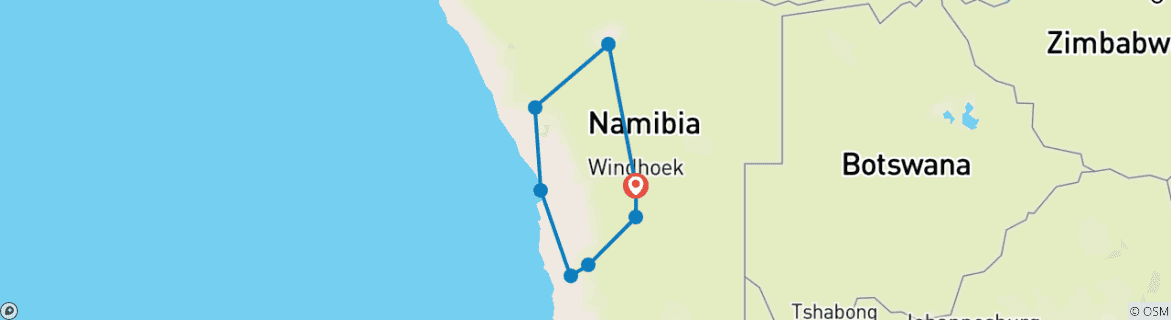 Kaart van Fascinatie Namibië