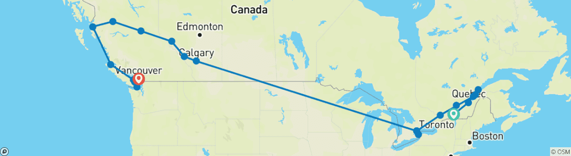 Map of Great Canadian Trip