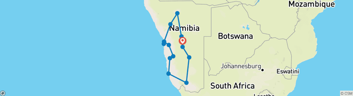 Karte von Entdeckungsreise Namibia