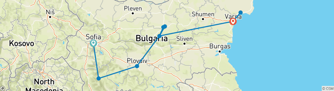 Map of Get to Know Bulgaria