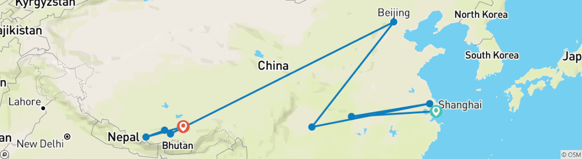 Map of From the Yangtze to Mount Everest