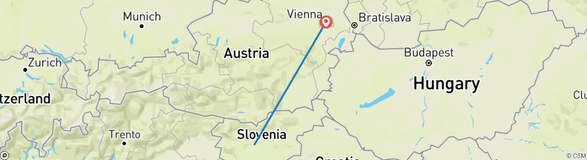 Map of 7 Day Ljubljana And Vienna By Train