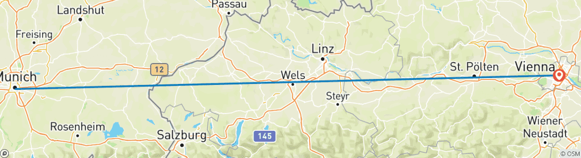 Map of 7 Day Munich And Vienna By Train