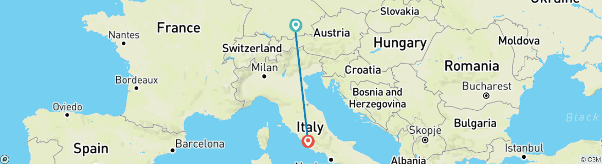 Map of Rome To Munich Springfest Long Weekend-hostel