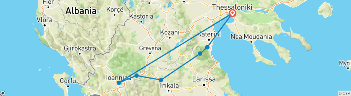 Karte mit der Reiseroute