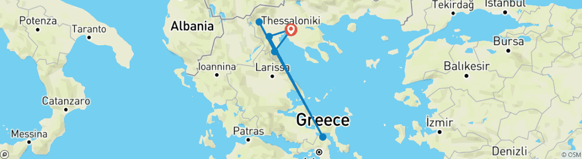 Foto van een kaart met de route van de rondreis