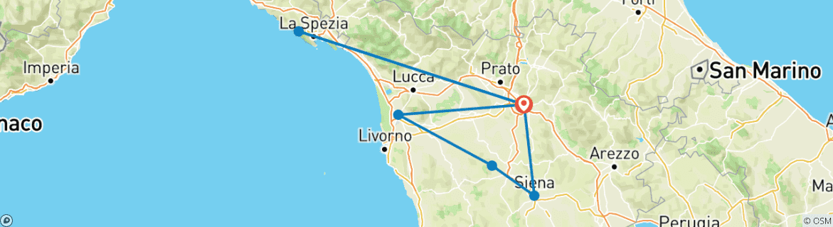 Foto van een kaart met de route van de rondreis