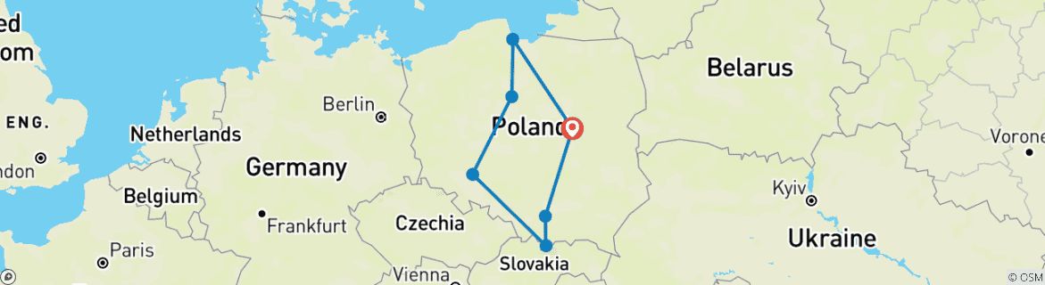 Map of Best of Poland (End End Warsaw, 11 Days)