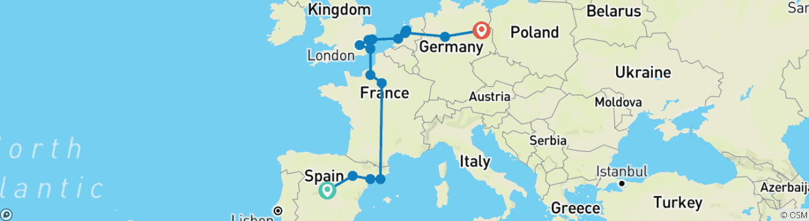 Map of EUROPEAN DREAM JOURNEY