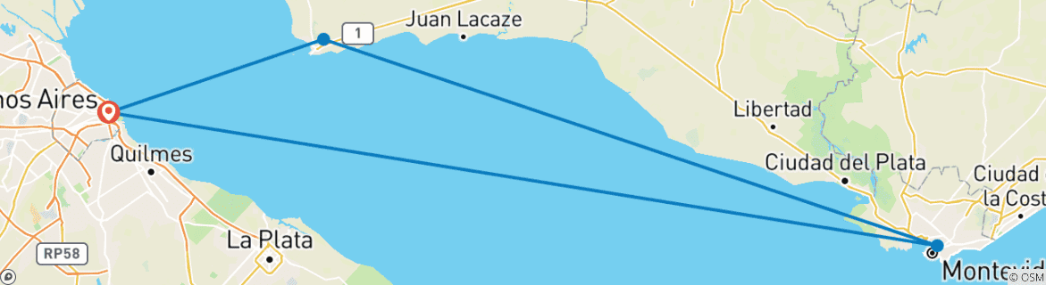 Image d'une carte montrant l'itinéraire du circuit