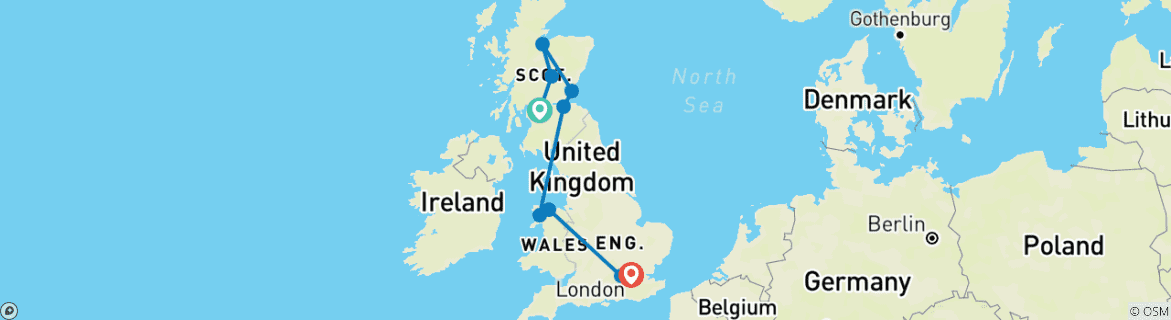 Map of Grand Tour of Scotland, Wales & England