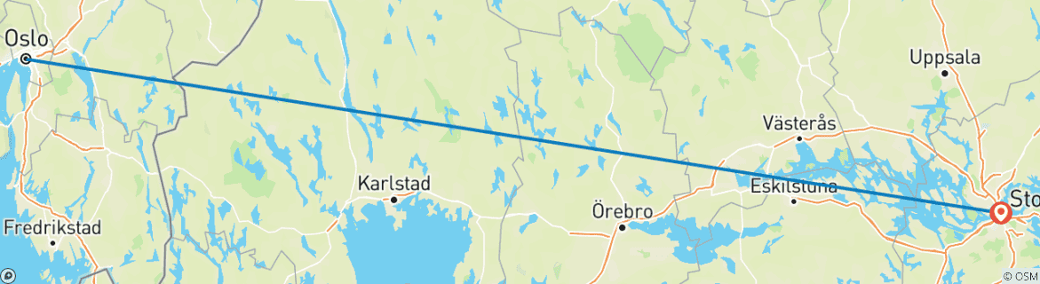 Map of 7 Day Oslo And Stockholm By Train