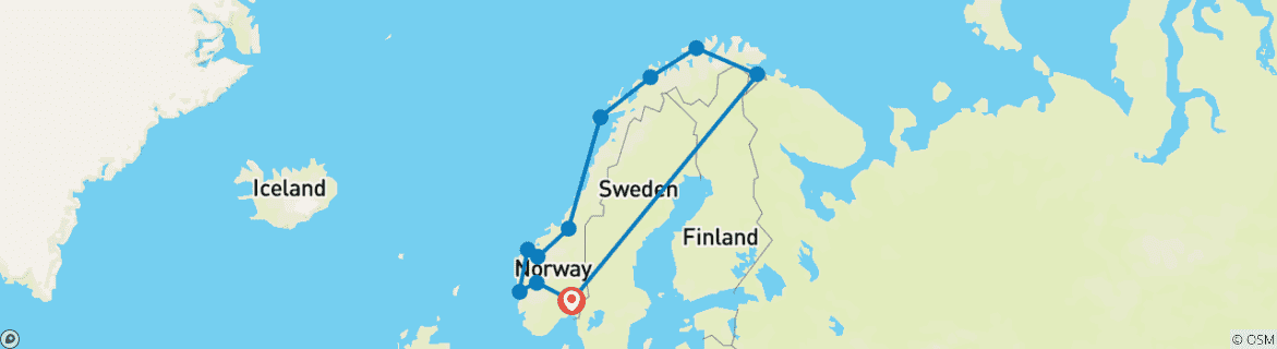 Karte von NORWEGEN | Kurs Nord der Küste entlang