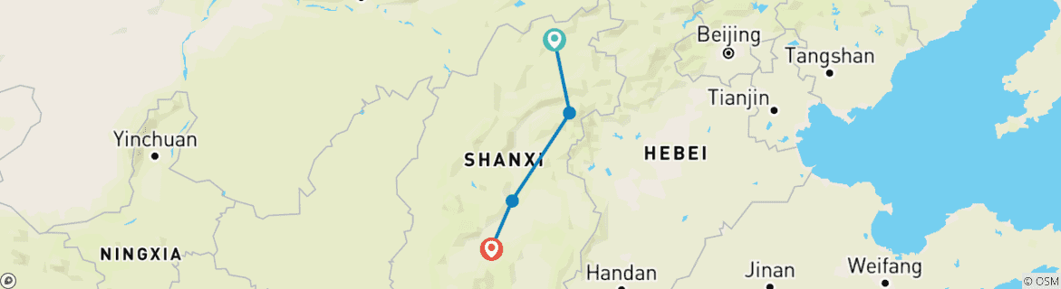 Mapa de 11 Días Shanxi Odyssey Circuito (guía y conductor privados）