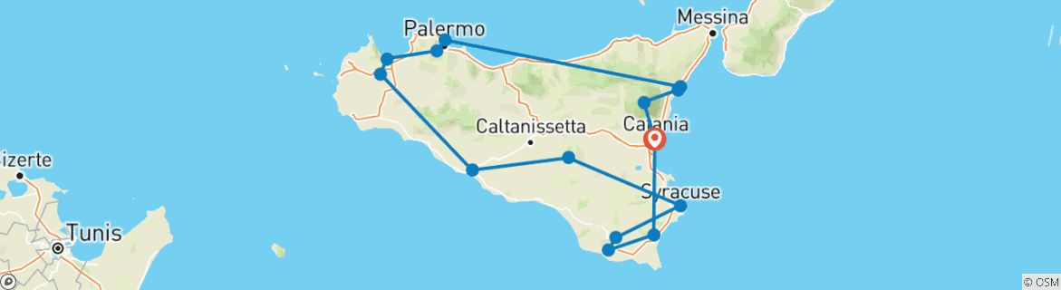 Image d'une carte montrant l'itinéraire du circuit