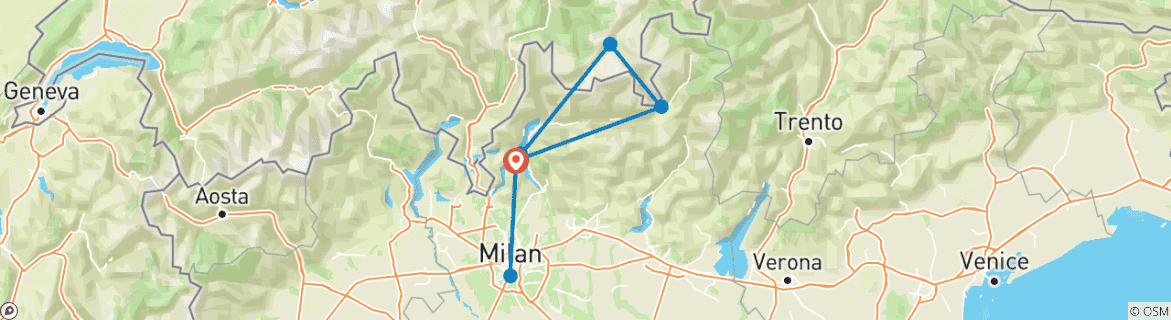 Mapa de Lago Como, Saint Moritz y Milán (3 estrellas) - 8 días