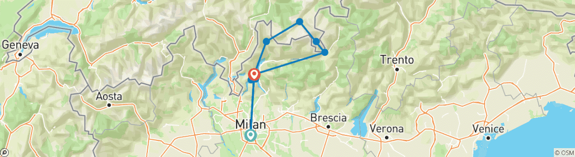 Image d'une carte montrant l'itinéraire du circuit