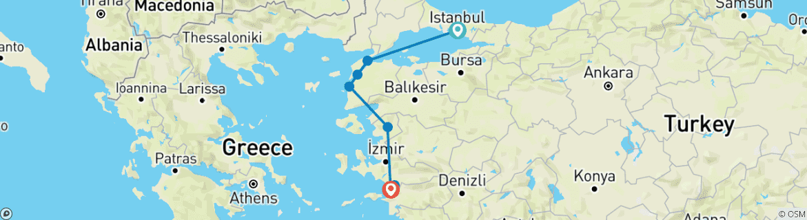 Map of Trooper Tour - Istanbul to Ephesus 3Days