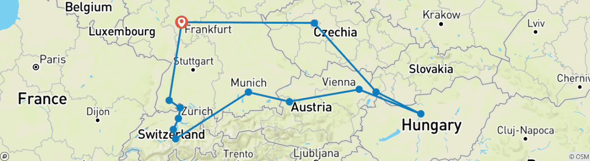 Map of Central & Eastern Europe Delights from Frankfurt (Architectural Wonders) in 7 days