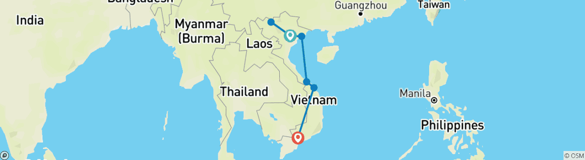 Mapa de Vietnam clásico: De Sapa a Ho Chi Minh