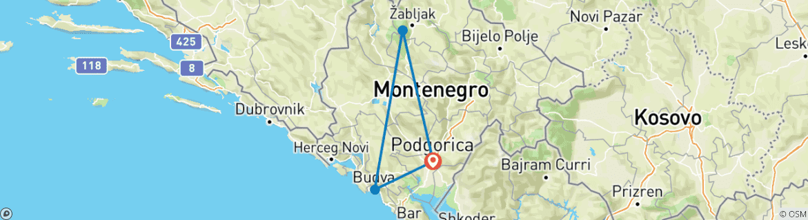 Map of Montenegro - Experimental Trip A Jewel with a Big Heart